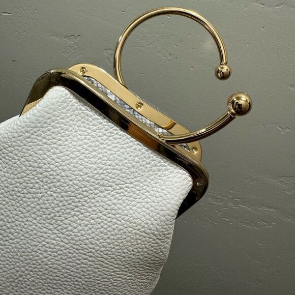 Vintage Oriental Style Genuine Premium Pebble Cowhide Kisslock Top Handle Bag - Picture 11 of 14